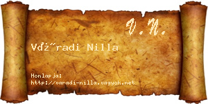Váradi Nilla névjegykártya